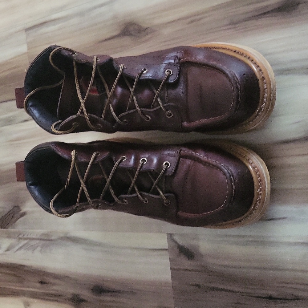 Red Wing Irish Setter Brown Leather Steel Toe Work Boots Moccasin Toe Lace Up